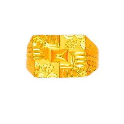22K/916 Gold CZ Designer Plain Gents Ring