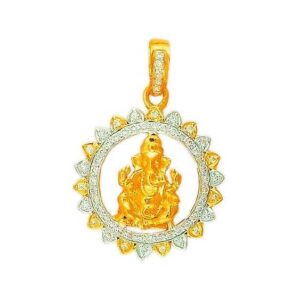 22K Gold Hallmarked CZ Ganpati Pendant