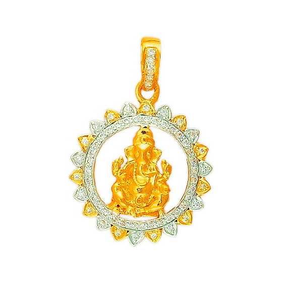 22K Gold Hallmarked CZ Ganpati Pendant