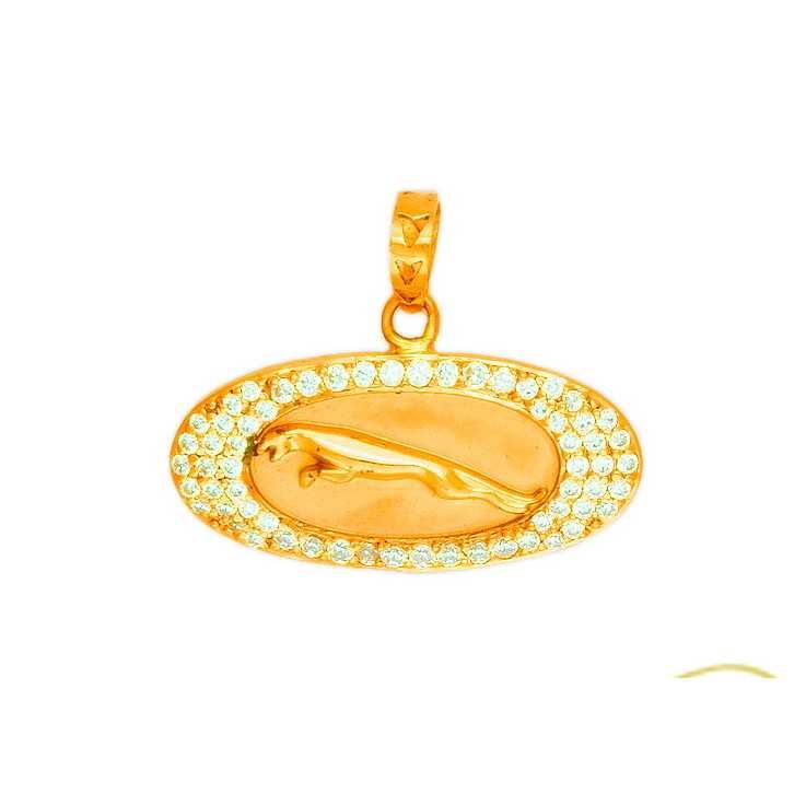 22K Gold Hallmarked Gold CZ Jaguar Pendant