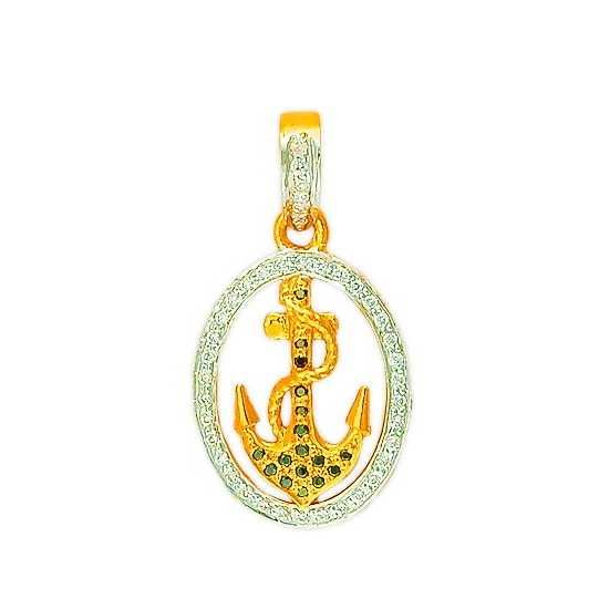 22KT Gold CZ Stylish Pendant