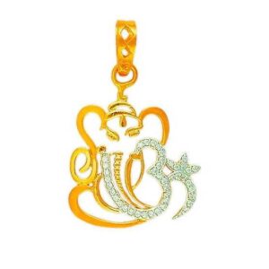 916 Fancy Gold Om Ganesh Pendant