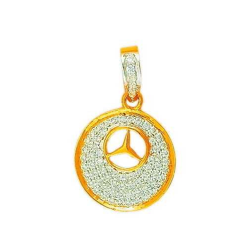 916 Gold CZ Fancy Audi Pendant
