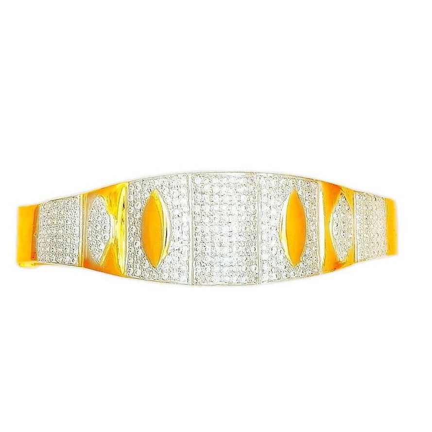 916 Yellow Gold CZ Gents Kada