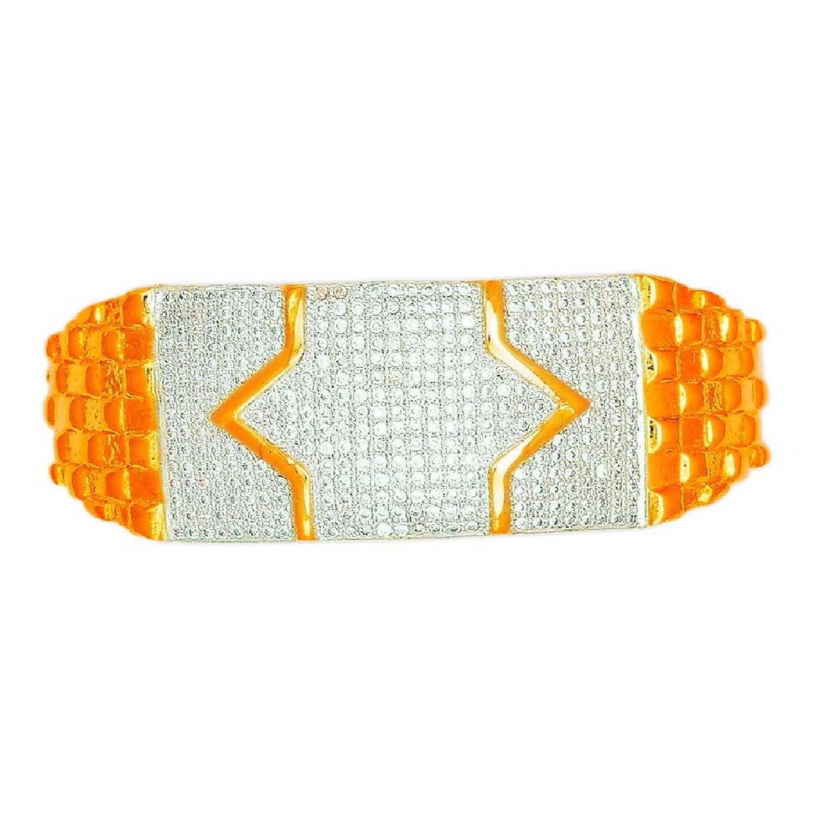 916 Yellow Gold Designer CZ Gents Kada