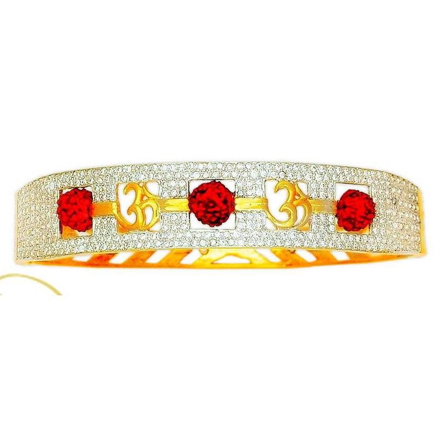 22K Gold CZ Fancy Om Rudraksh Kada