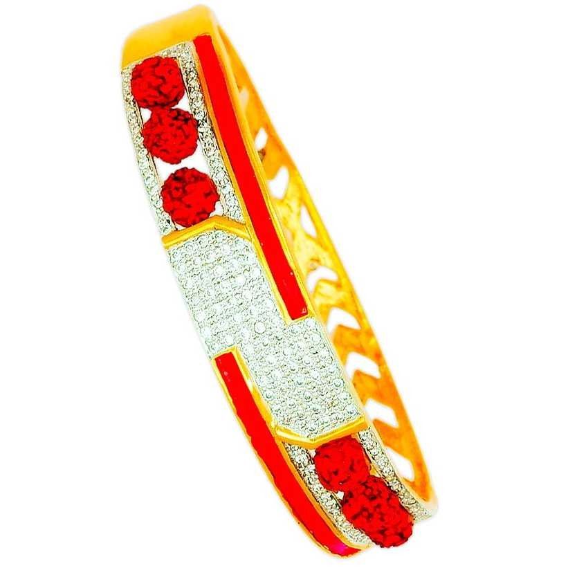 22K/916 Gold CZ Designer Rudhraksh Kada