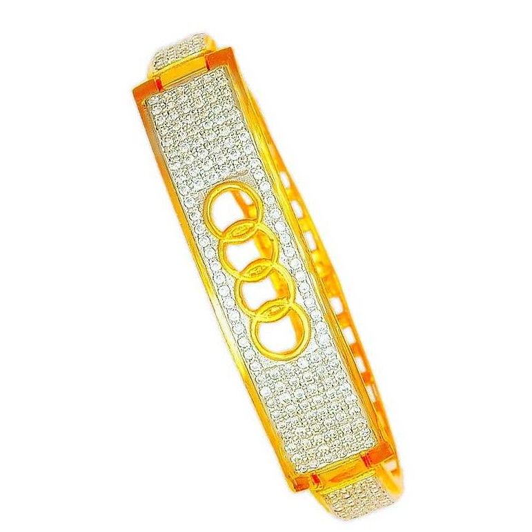 22K/916 Handmade Gold CZ Fancy Gents Kada
