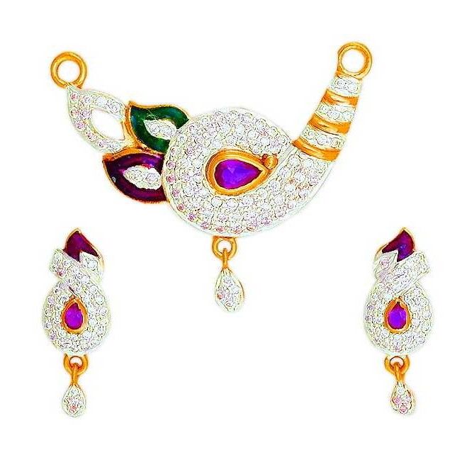 22KT Gold CZ Colorful Mangalsutra Pendant
