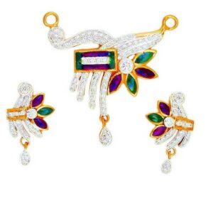 22K Gold CZ Colorful Ladies Mangalsutra Pendant