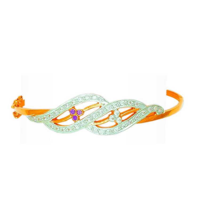 916 Gold Flower Design CZ Ladies Bracelet