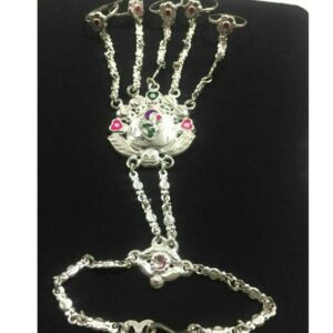 Modern Silver Meenakari Hath Phool