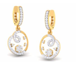 750KT Gold Ladies Fancy V-Prong CZ Diamond Pendant set