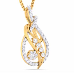 18KT Fancy Gold Ladies CZ Diamond Pendant set