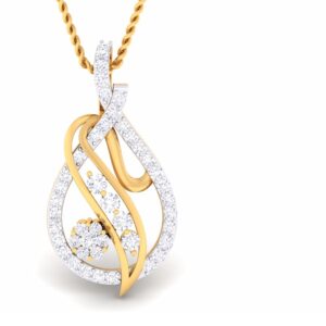 18KT Fancy Gold Ladies CZ Diamond Pendant set