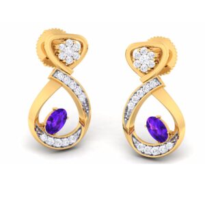 18KT Gold Ladies V-Prong CZ Diamond Pendant set