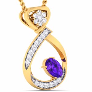 18KT Gold Ladies V-Prong CZ Diamond Pendant set