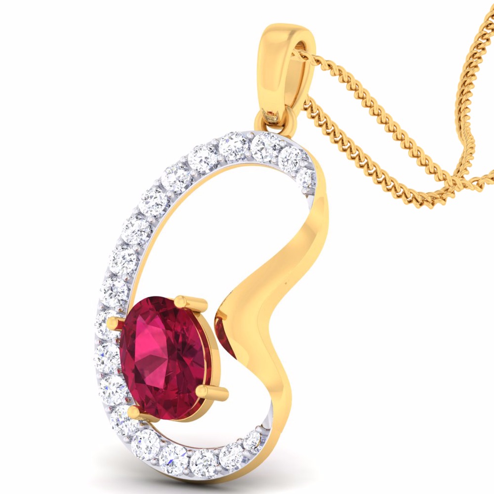 18KT Ladies CZ Diamond Pendent set - Image 2
