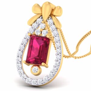 Round Ladies V-Prong CZ Diamond Pendant set