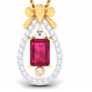 Round Ladies V-Prong CZ Diamond Pendant set