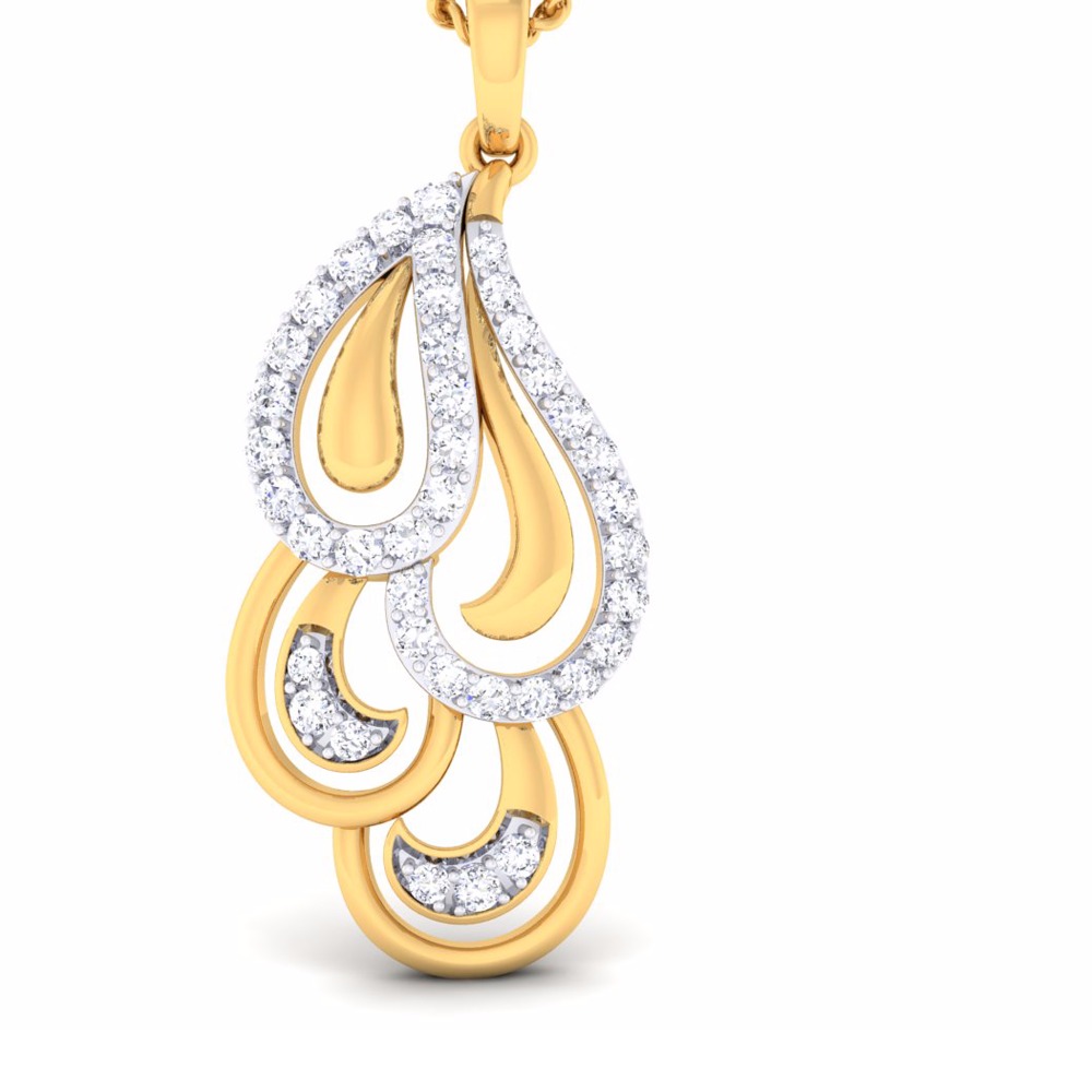 Gold Ladies V-Prong CZ Diamond Pendant set