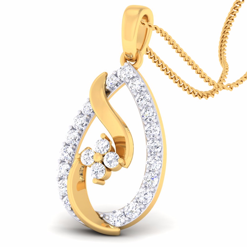V-Prong Ladies CZ Diamond Pendent set - Image 2