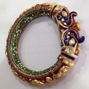22k gold rajwadi kada with meenakari bangle
