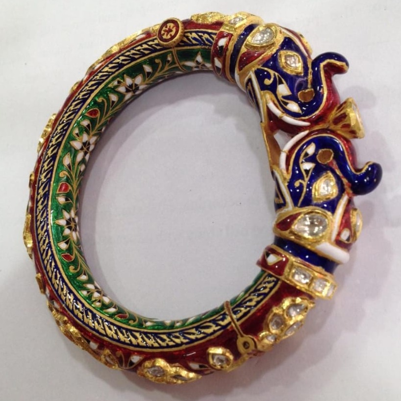 22k gold rajwadi kada with meenakari bangle - Image 2