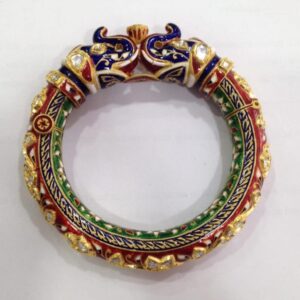 22k gold rajwadi kada with meenakari bangle