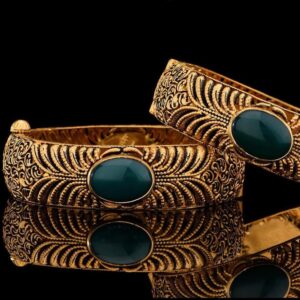 Rajkot Work Bangles With Green Stone Jadtar Work