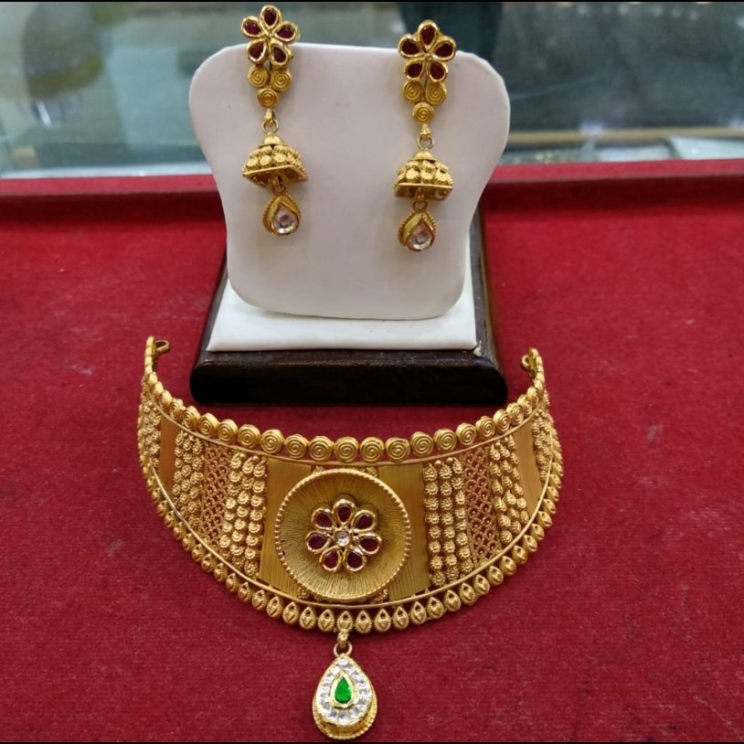 Antique jadtar chokar fix necklace Set STG0243