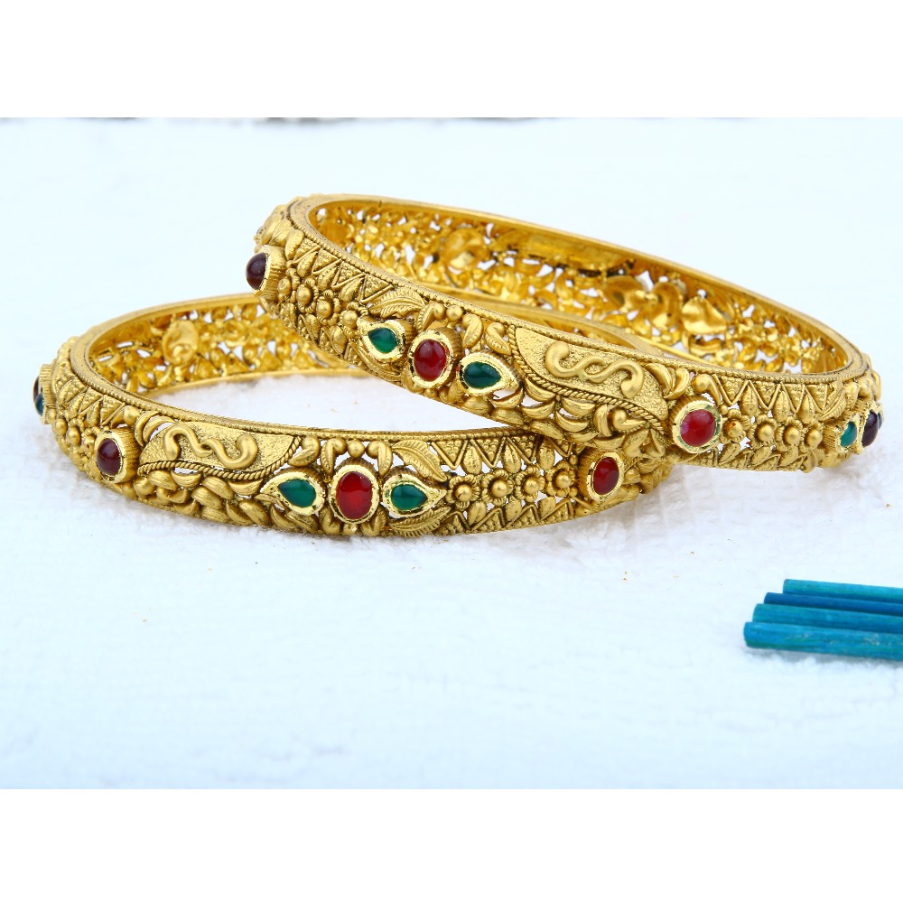916 Gold Antique Bangle Set BRG - 0104