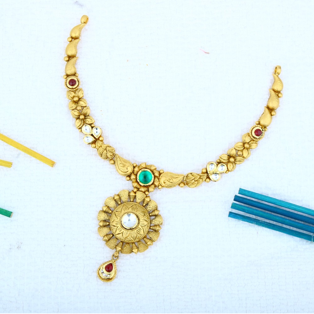 916 Gold Antique Necklace Set STG - 0104