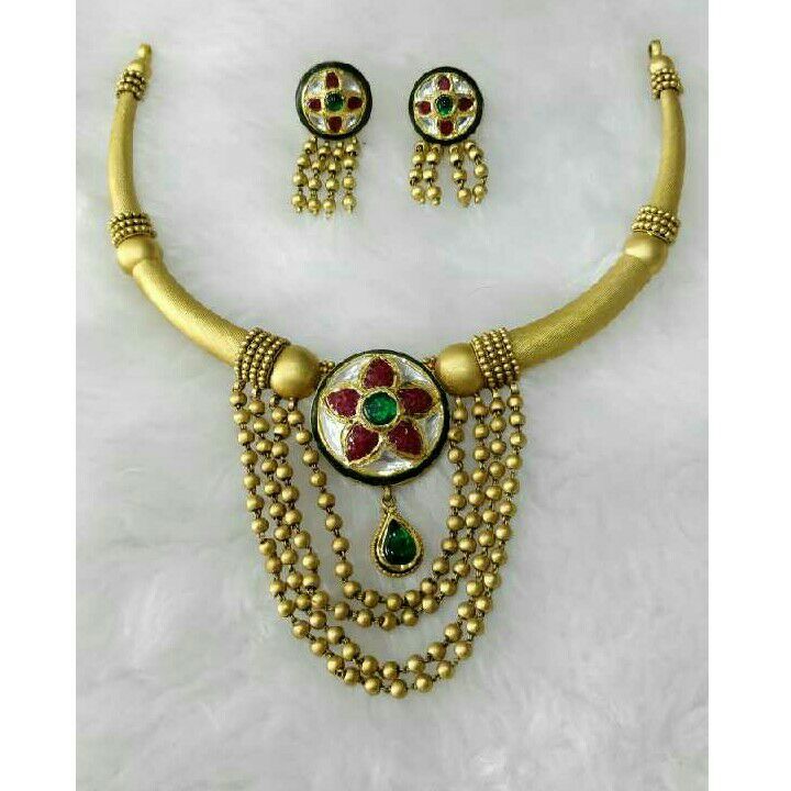 916 Gold Antique.jadtar Necklace Set