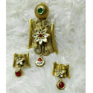 22K / 916 Gold Antique Jadtar Flower Pendant Set