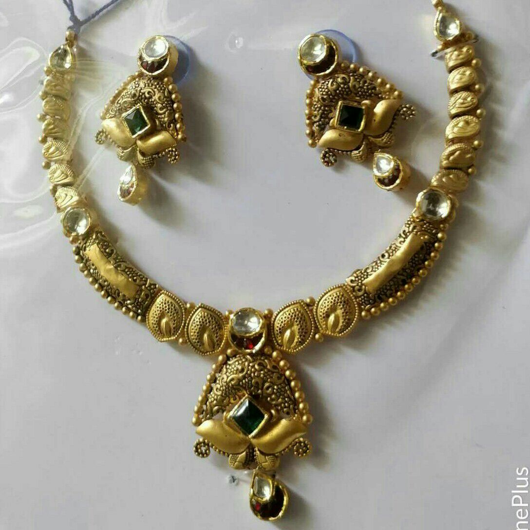 916 Gold Antique Bridal Necklace Set