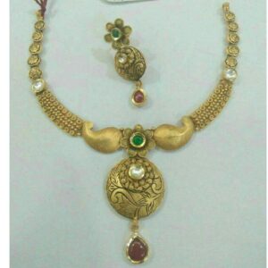 22K / 916 Antique Gold Jadtar Modern Necklace Set