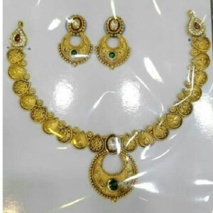 916 Gold Antique Jadtar Ladies Necklace Set