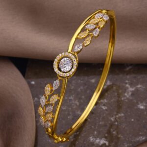 Gold Leaf Single Diamond Bracelet