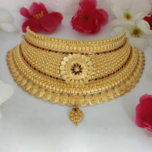 22 CT GOLD CHOKER SET ANTIQE DESIGN