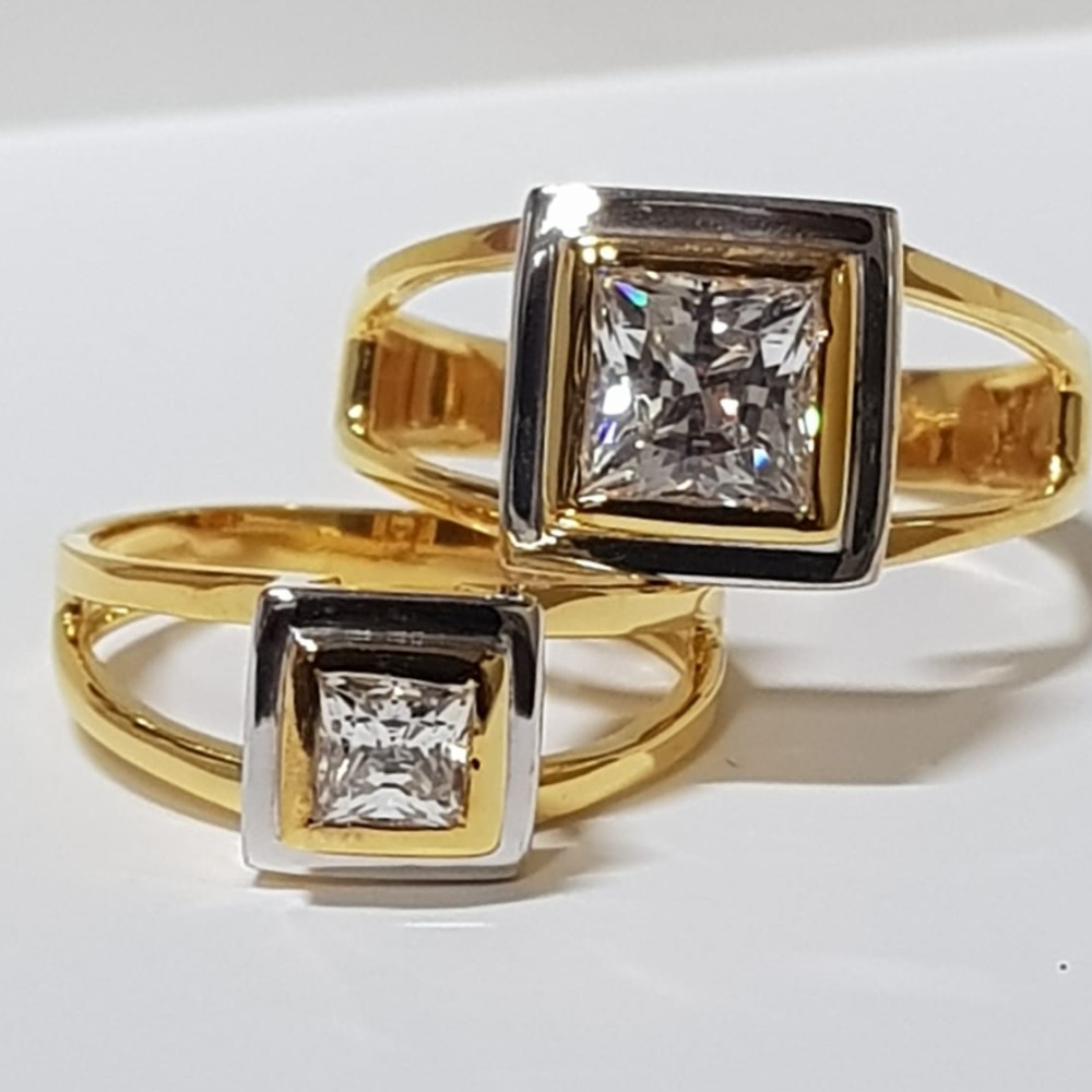 22 ct gold couple ring squre diamond