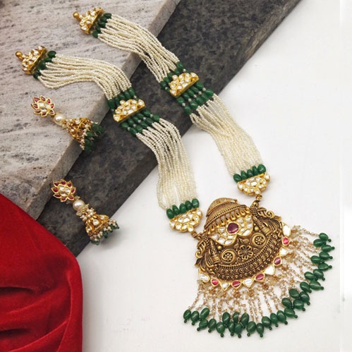 22KT Gold Real Polki Necklace Set