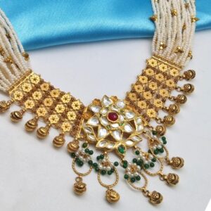 916 Gold Antique Kundan Necklace Set