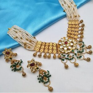 916 Gold Antique Kundan Necklace Set