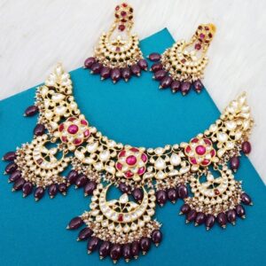 22Kt Gold Kundan Bridal Necklace Set