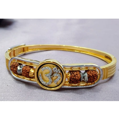 916 Gold Om Design With Rudraksh Bracelet