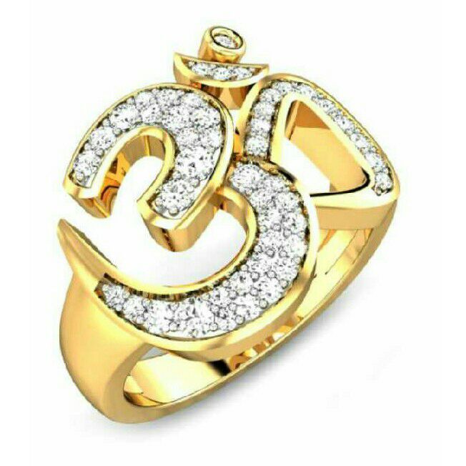 22K/916 Gold CZ Om Shape Ring