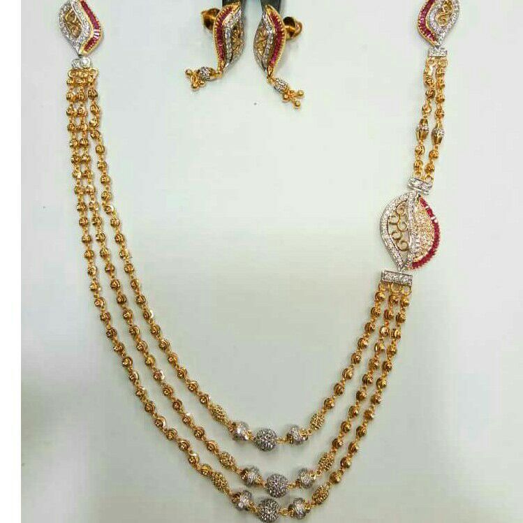 22K / 916 Gold Fancy Ladies 3 Line Necklace Set