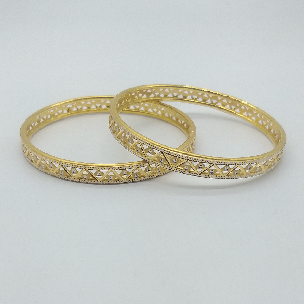 916 Gold Plain Gold Zigzag Design Bangles