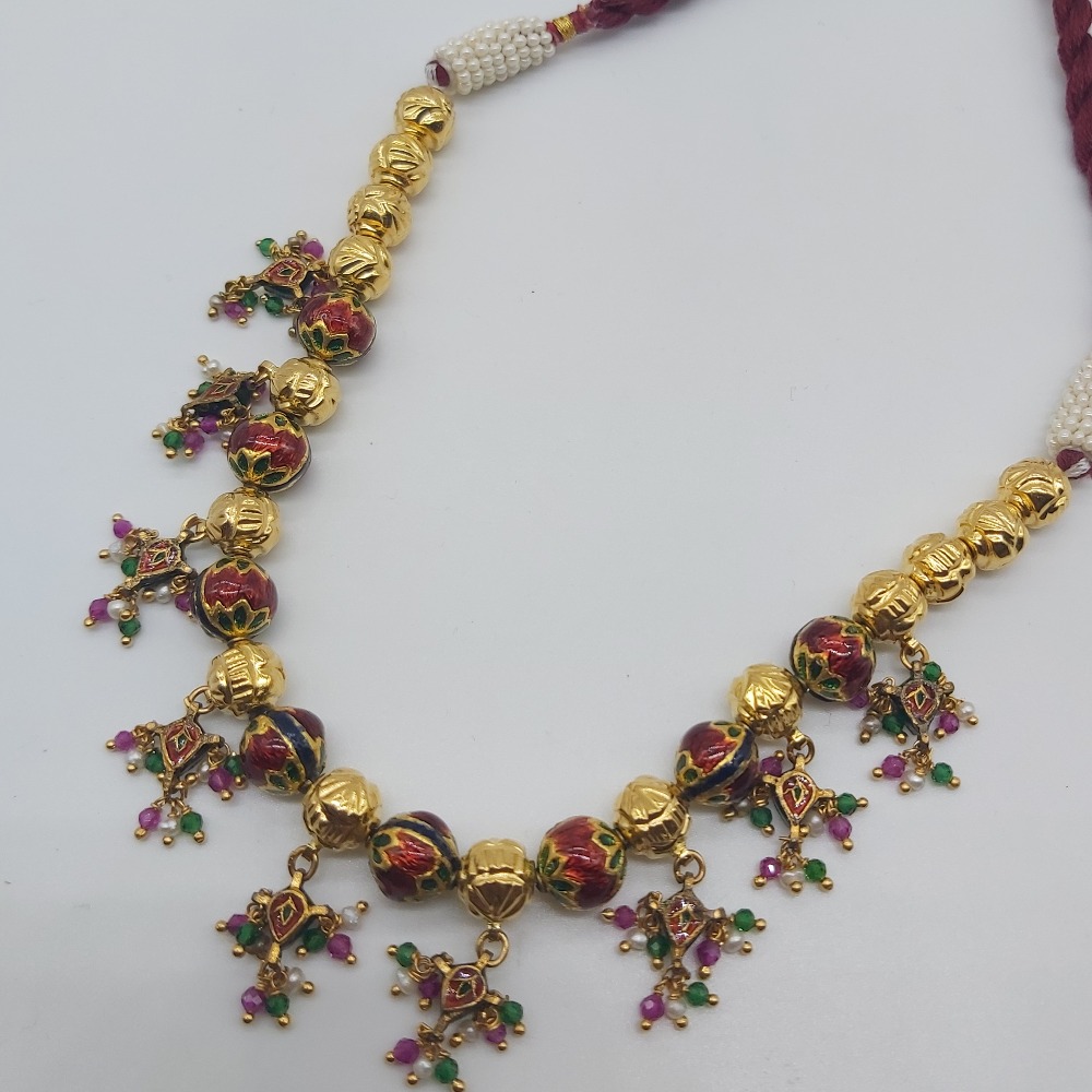 Indian traditional gold necklace set in jadtar